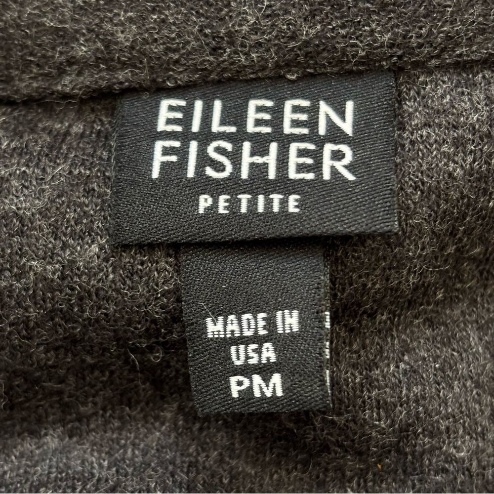 Eileen Fisher Mandarin Collar Wool Shirt Shacket Minimalist Charcoal Gray PM - Picture 8 of 11